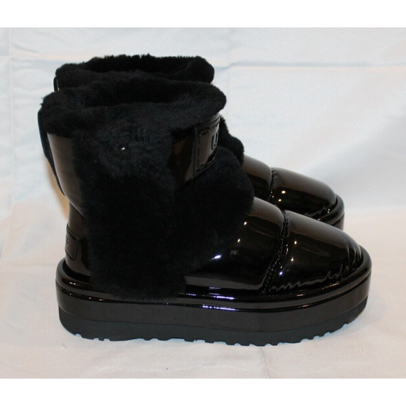 UGG CLASSIC CHILLAPEAK SHINE BLACK SPILL SEAM PLATFORM BOOTS - Picture 3 of 10